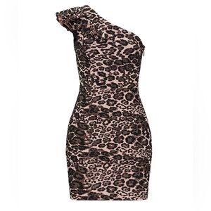 Parker Jojo One-Shoulder Leopard Print Dress